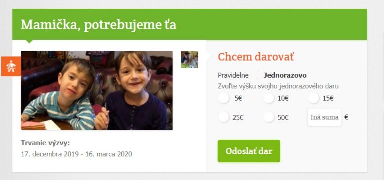 Výzva na pomoc – Mamička potrebujeme ťa