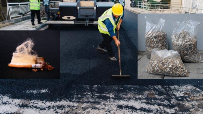 Recyklácia ohorkov z cigariet na budovanie ciest