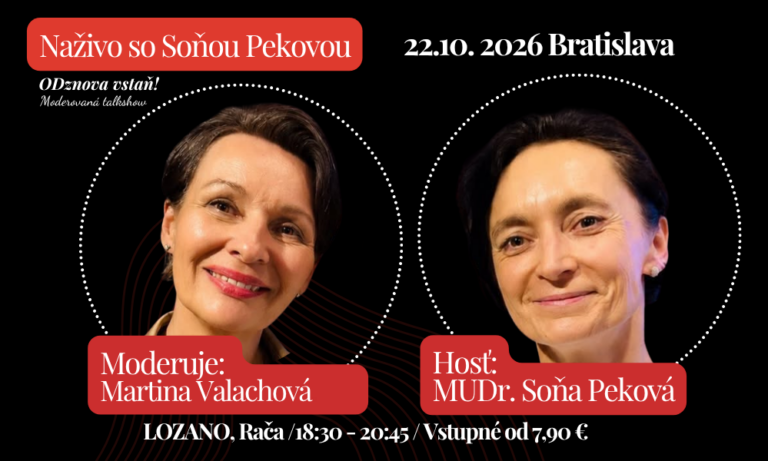 Soňa Peková naživo – ako pomôcť ľuďom „PO“? 22.10.2026 v Bratislave ODznova